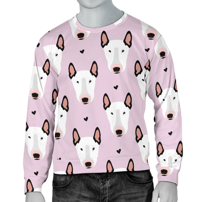 Bull Terrier Pink Print Pattern Men Long Sleeve Sweatshirt