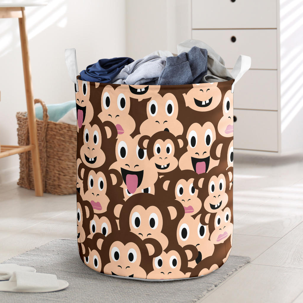Emoji Monkey Print Pattern Laundry Basket