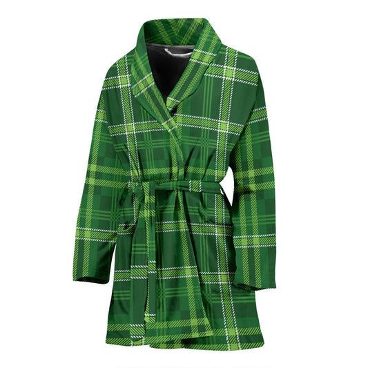 Irish Plaid Pattern Print Design 02 Women Bathrobe