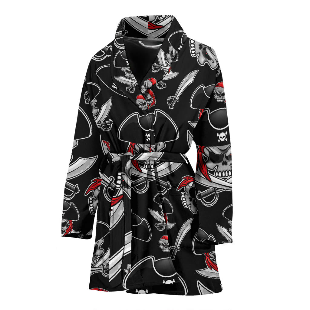Pirate Pattern Print Design A05 Women Bathrobe