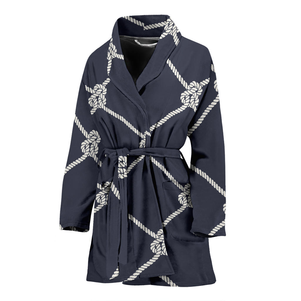Rope Pattern Print Design A02 Women Bathrobe