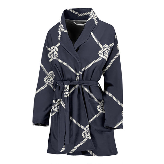 Rope Pattern Print Design A02 Women Bathrobe