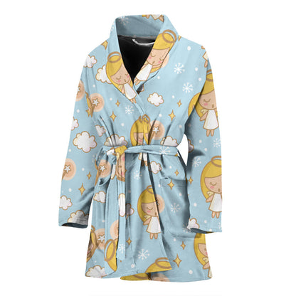 Angel Pattern Print Design 05 Women Bathrobe