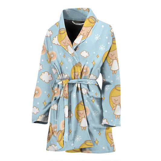 Angel Pattern Print Design 05 Women Bathrobe