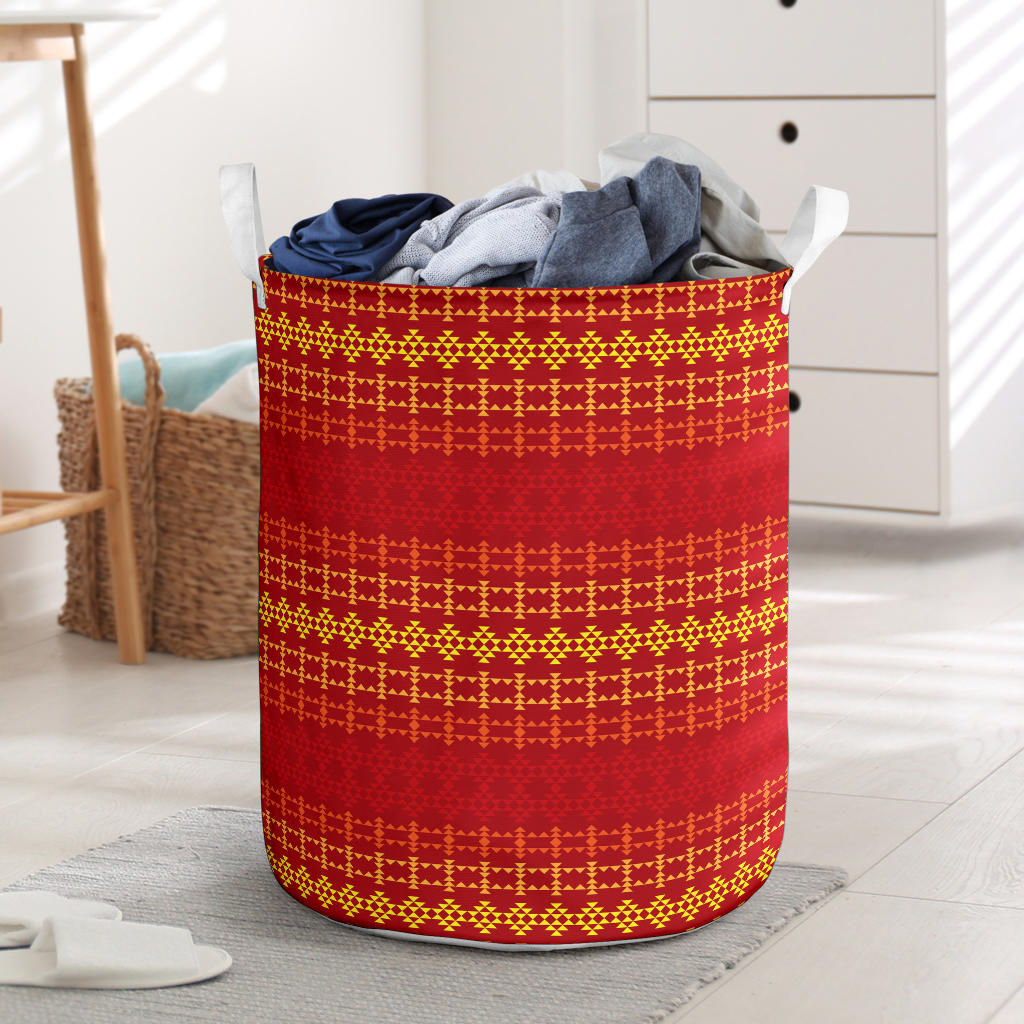 Southwest Red Gold Design Themed Print Laundry Basket
