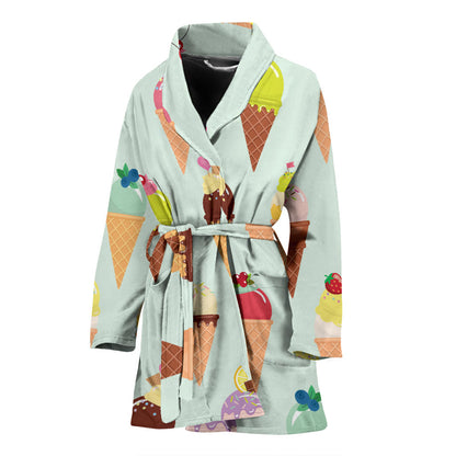 Ice Cream Pattern Print Design 03 Women Bathrobe