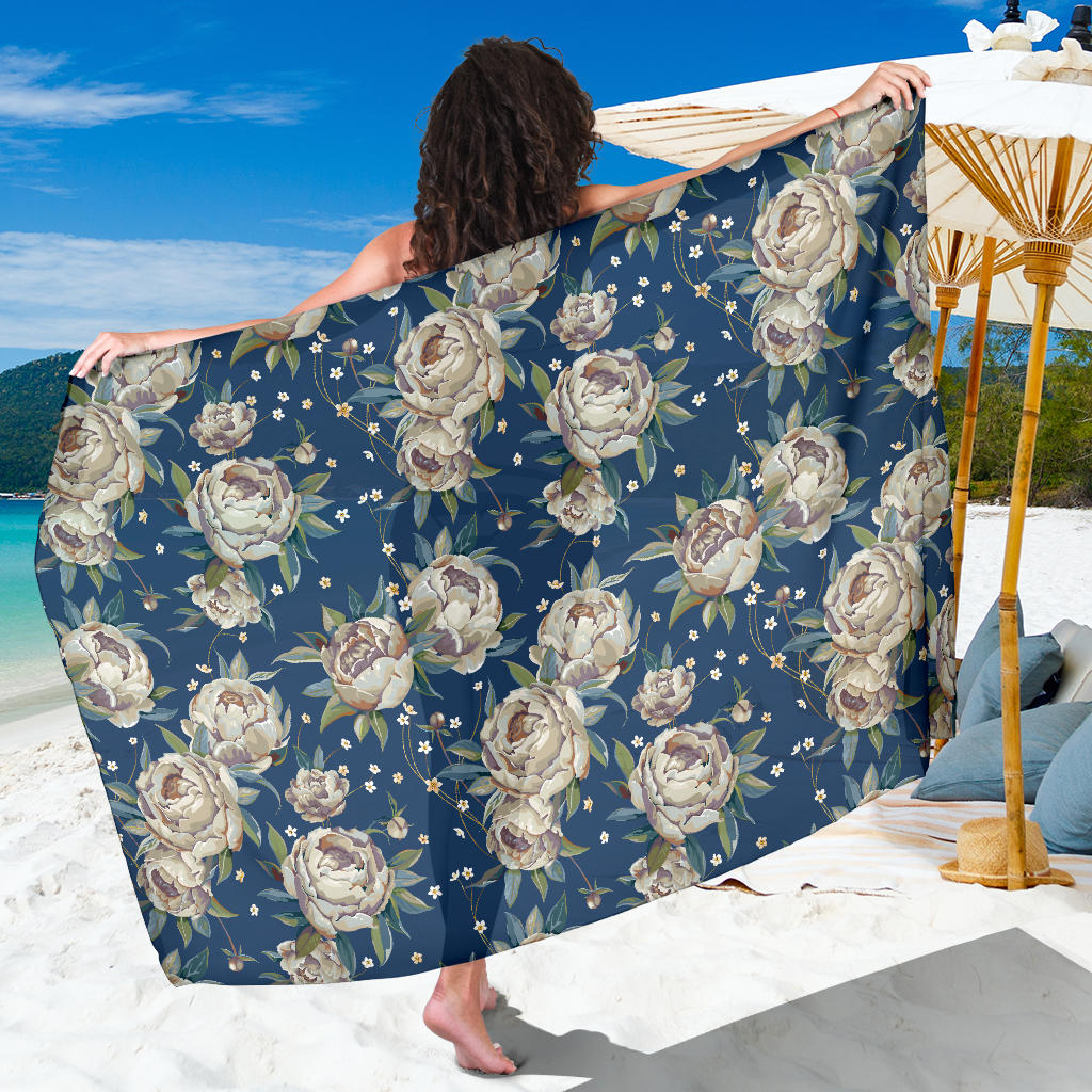 Peony Pattern Print Design A03 Sarong Pareo Wrap