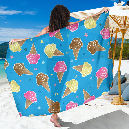 Ice Cream Pattern Print Design 01 Sarong Pareo Wrap