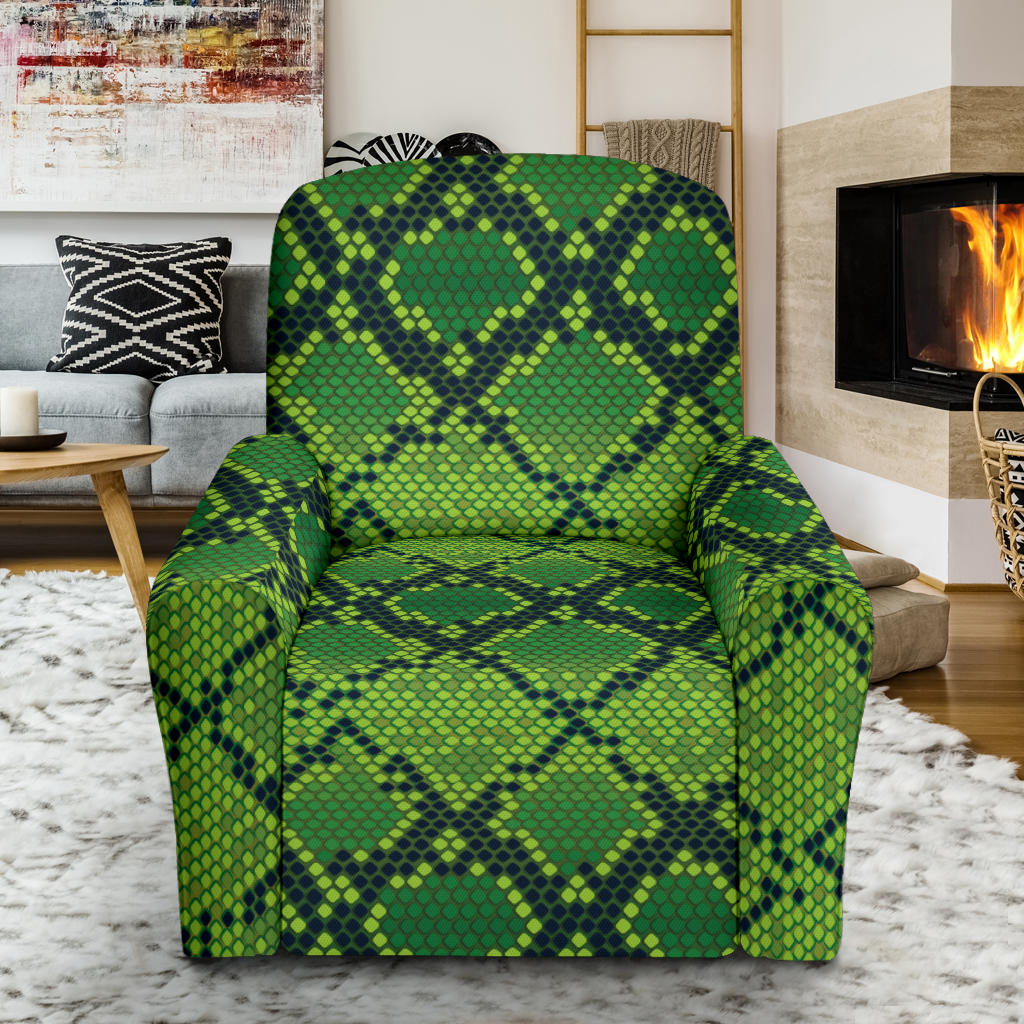 Python Green Pattern Print Design A01 Recliner Slipcover with Pocket