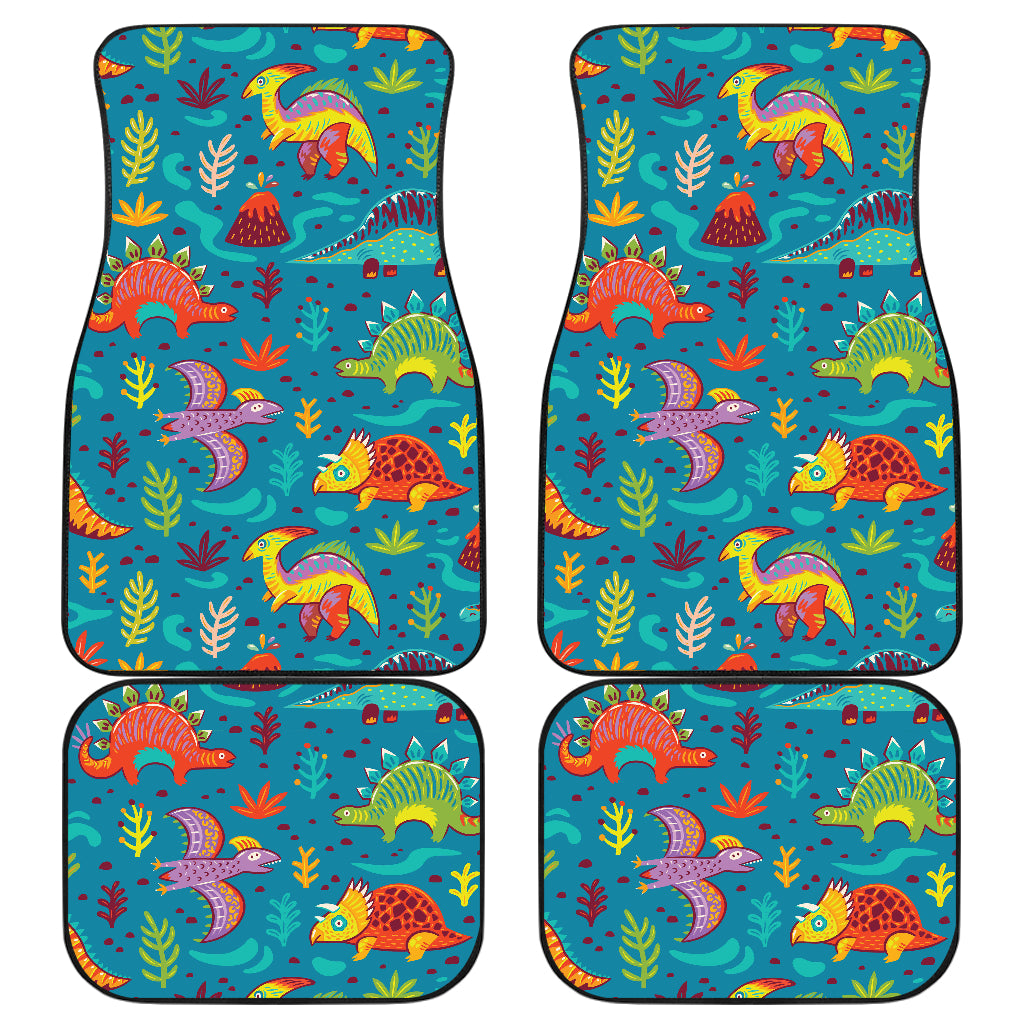 Dinosaur Cartoon Style Car Floor Mats Front Back