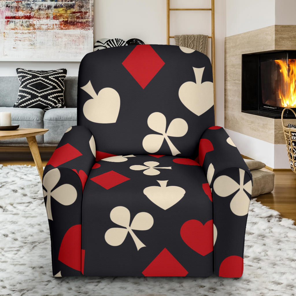 Poker Cards Pattern Print Design A02 Recliner Slipcover with Pocket