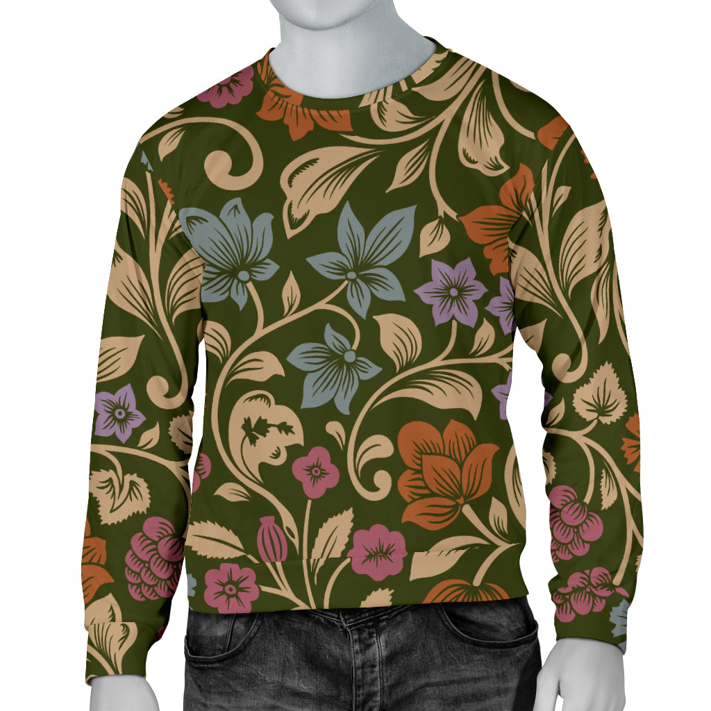 Floral Vintage Print Pattern Men Long Sleeve Sweatshirt