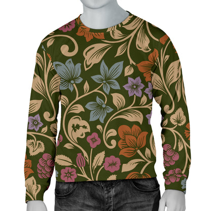 Floral Vintage Print Pattern Men Long Sleeve Sweatshirt