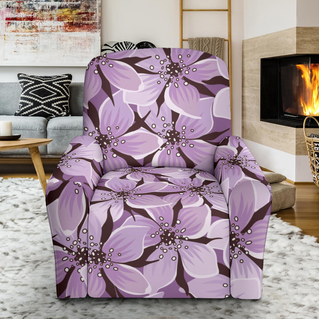 Lilac Pattern Print Design 01 Recliner Slipcover with Pocket
