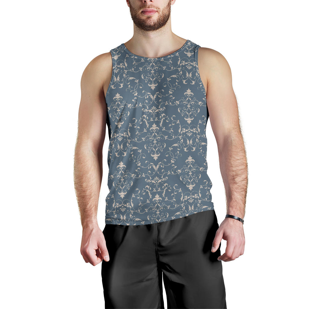 Damask Elegant Teal Print Pattern Men Tank Top