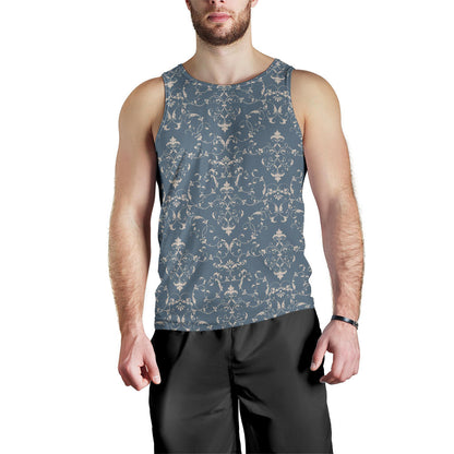 Damask Elegant Teal Print Pattern Men Tank Top