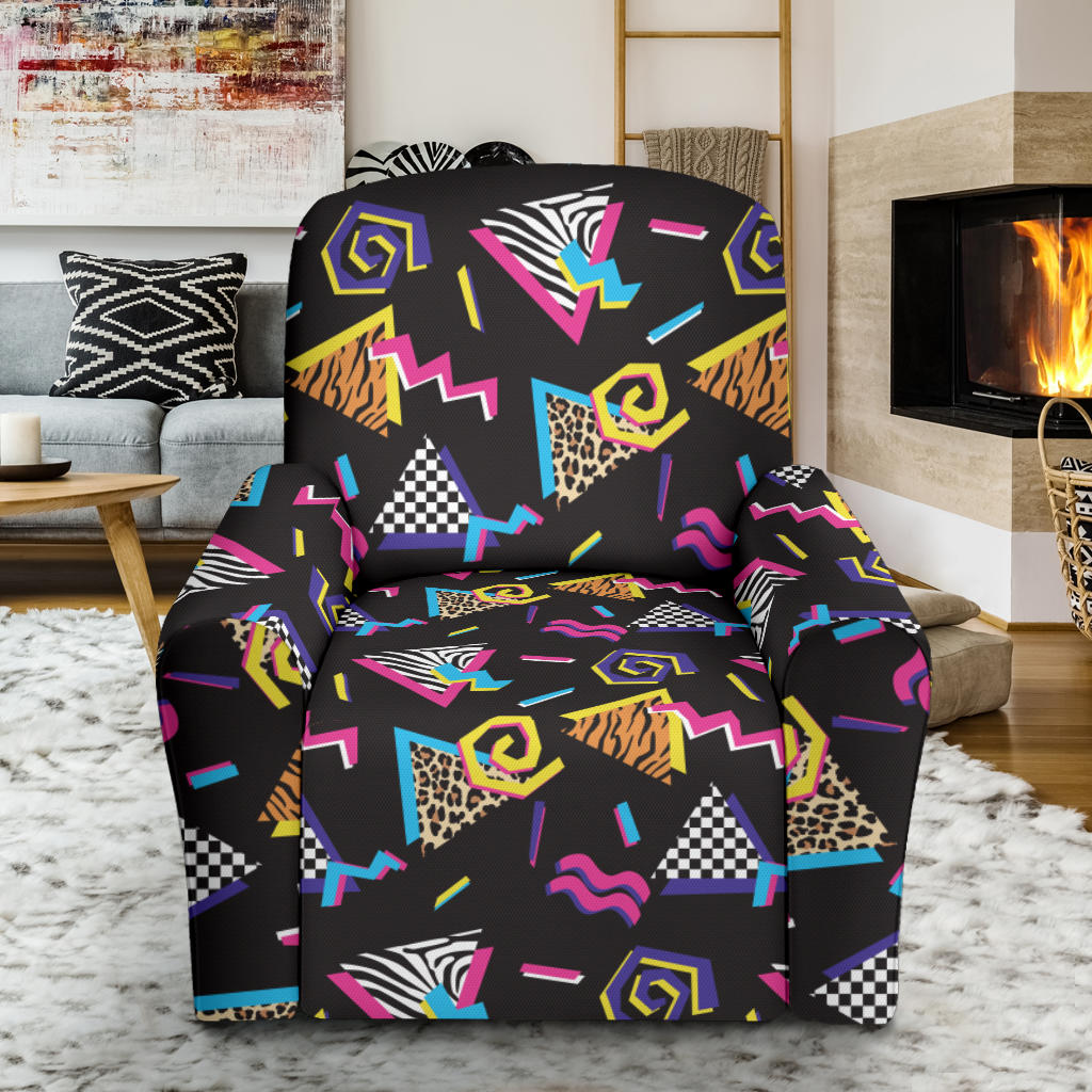 80s Pattern Print Design 3 Recliner Slipcover with Pocket