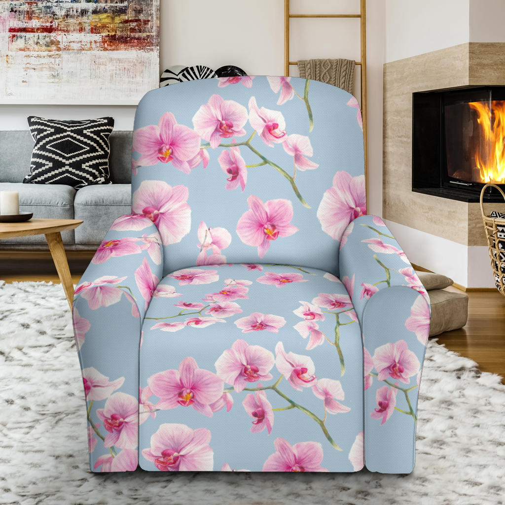Orchid Pattern Print Design A01 Recliner Slipcover with Pocket