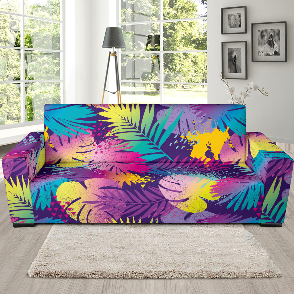 Palm Leaf Pattern Print Design A04 Sofa Slipcover