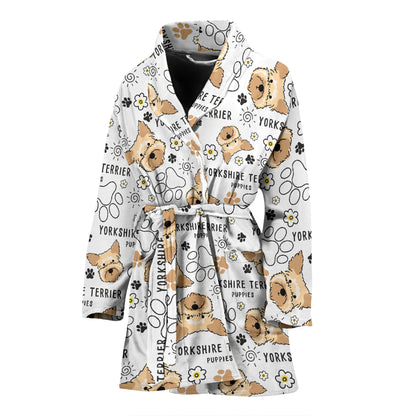 Yorkshire Terriers Print Design LKS308 Women Bathrobe