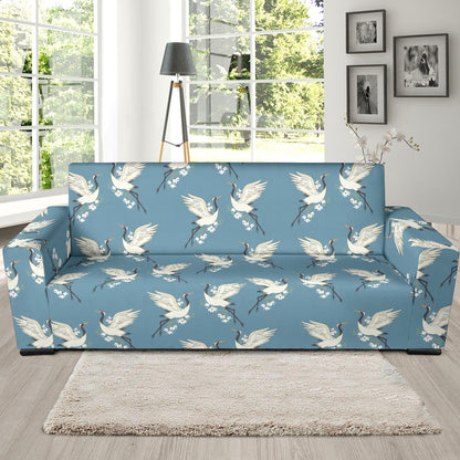 Crane Pattern Print Design 05 Sofa Slipcover