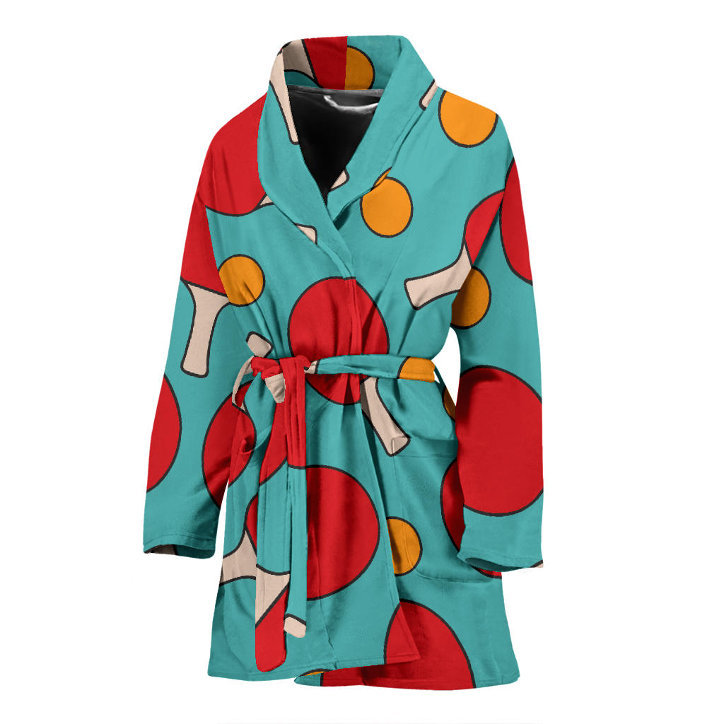 Ping Pong Pattern Print Design A01 Women Bathrobe