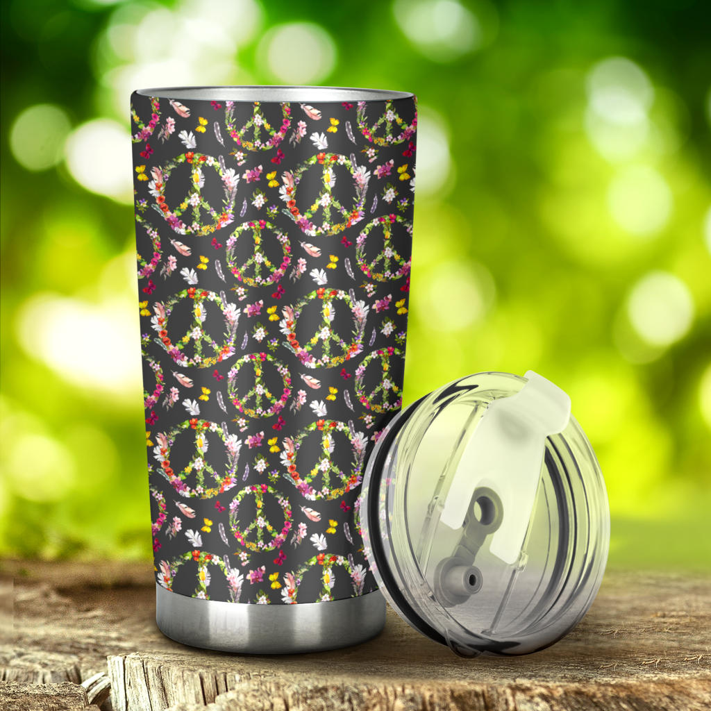 Peace Sign flowers Design Print Tumbler
