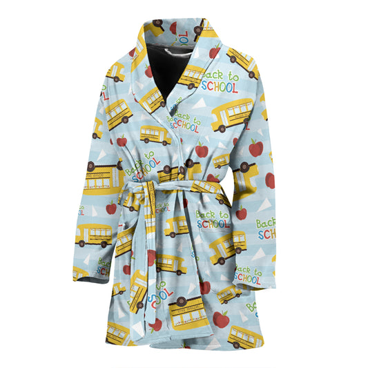 School Bus Back To School Print Design LKS303 Women Bathrobe