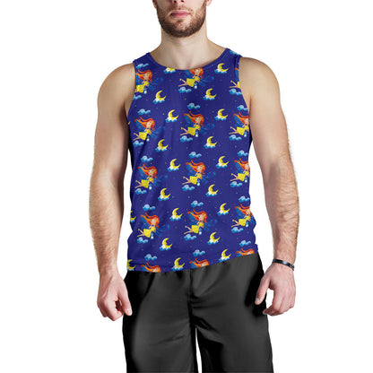 Fairy with Moon Print Pattern Men Tank Top