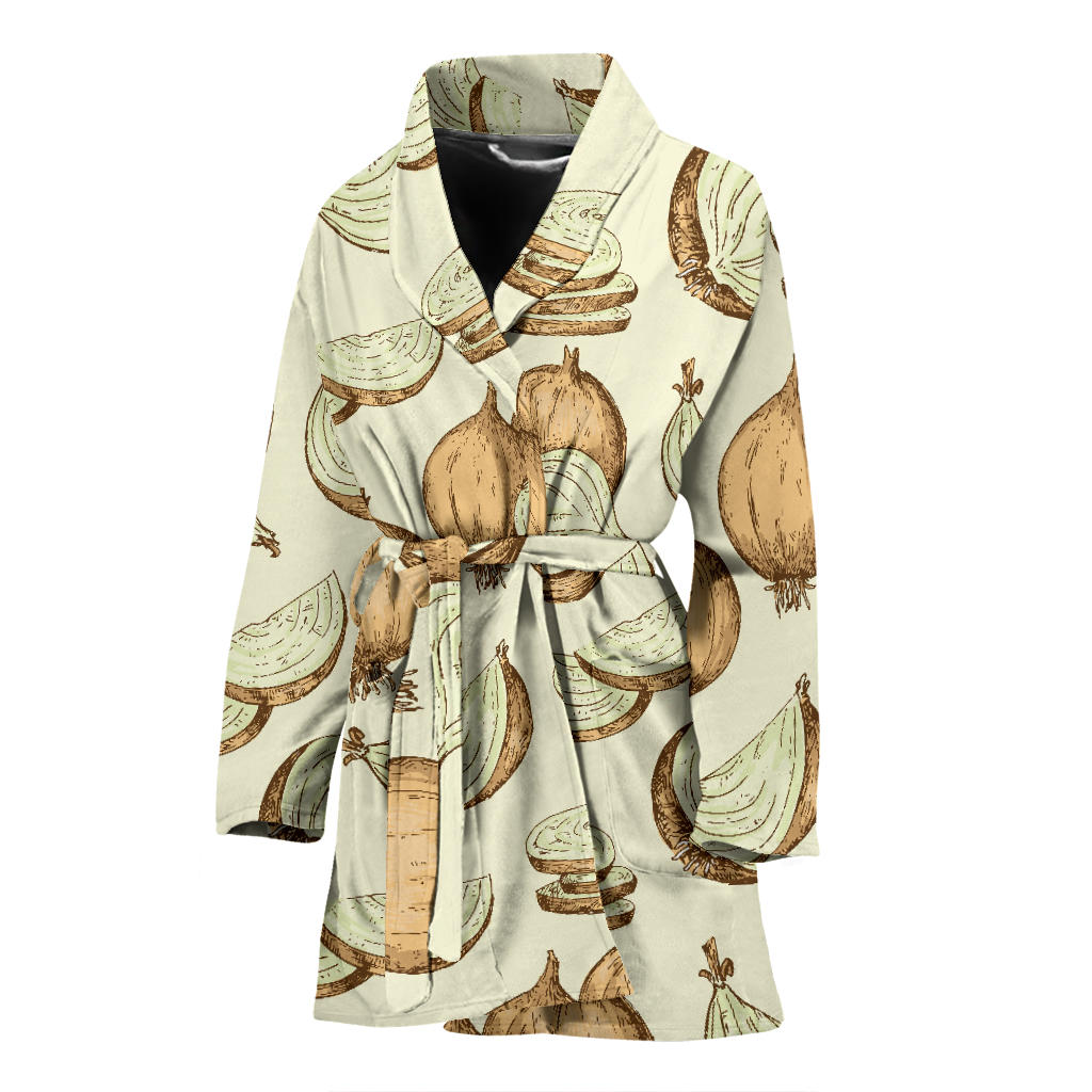 Onion Pattern Print Design A02 Women Bathrobe