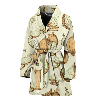 Onion Pattern Print Design A02 Women Bathrobe