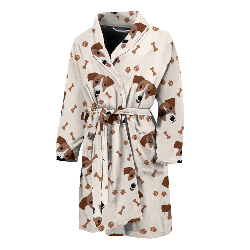 Russell Terriers Paw Print Design LKS303 Men Bathrobe
