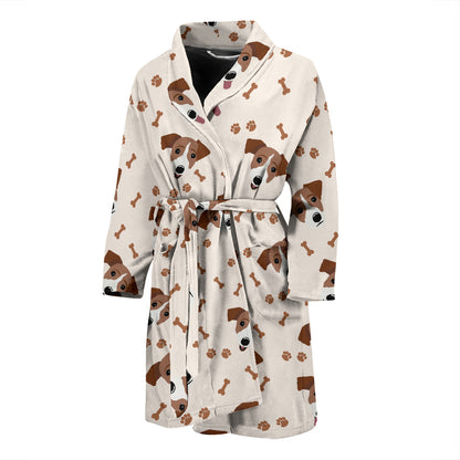 Russell Terriers Paw Print Design LKS303 Men Bathrobe