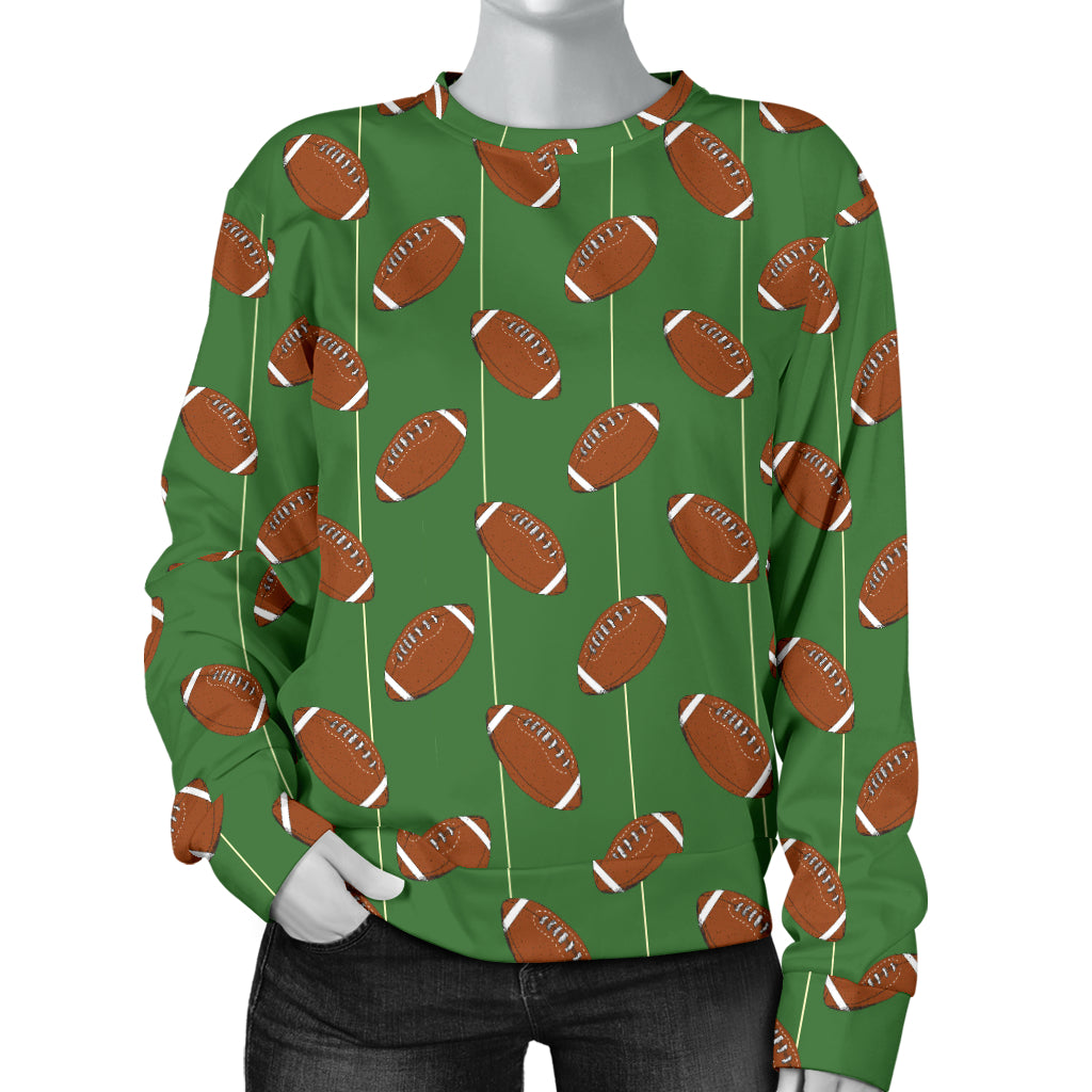 American Football on Field Themed Women Long Sleeve Sweatshirt