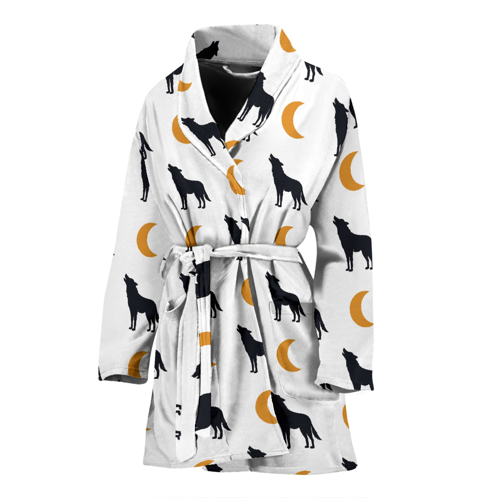Wolf Moon Print Design LKS302 Women Bathrobe