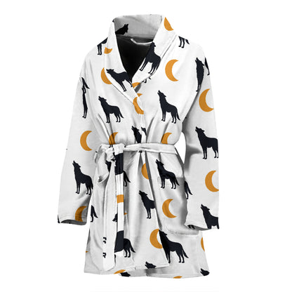 Wolf Moon Print Design LKS302 Women Bathrobe