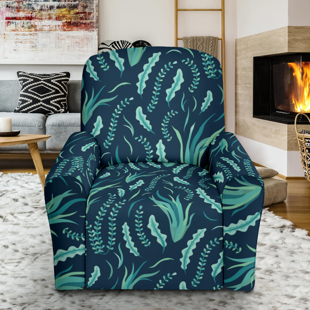 Seaweed Print Design LKS302 Recliner Slipcover with Pocket