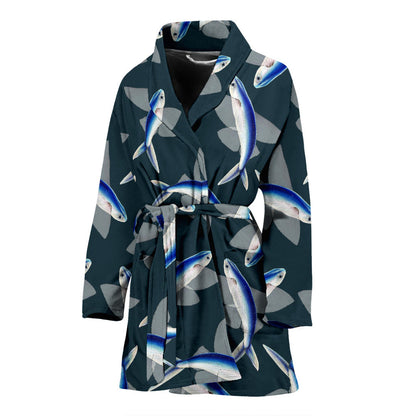 Flying Fish Pattern Print Design 04 Women Bathrobe