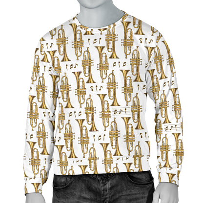 Trumpet with Music Note Print Men Long Sleeve Sweatshirt