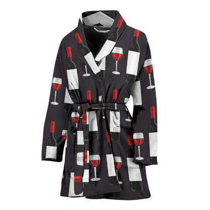 Wine Print Design LKS309 Women Bathrobe