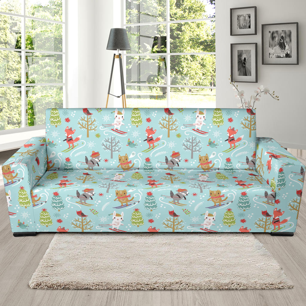 Ski Fox Cute Print Design LKS303 Sofa Slipcover
