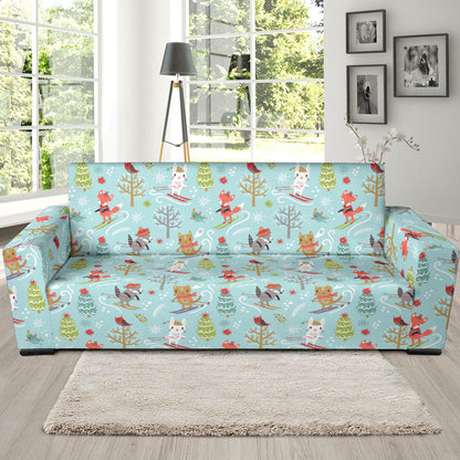 Ski Fox Cute Print Design LKS303 Sofa Slipcover