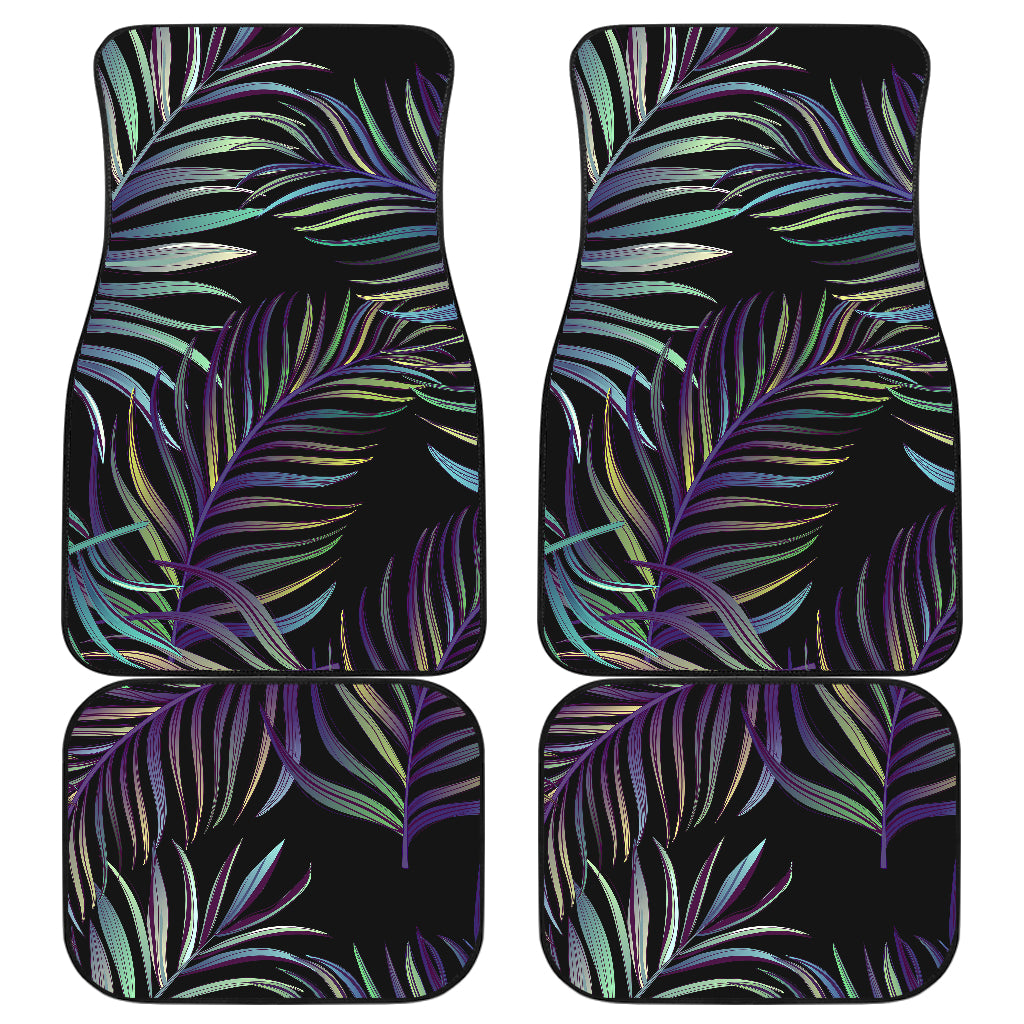 Tropical Palm Leaves Pattern Brightness Car Floor Mats Front Back