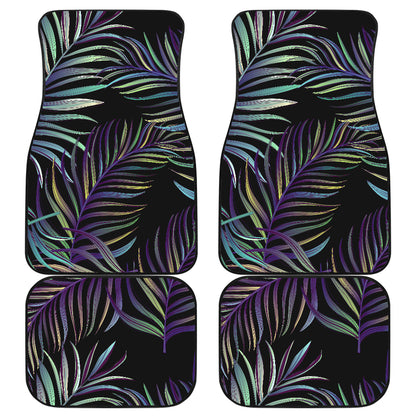 Tropical Palm Leaves Pattern Brightness Car Floor Mats Front Back