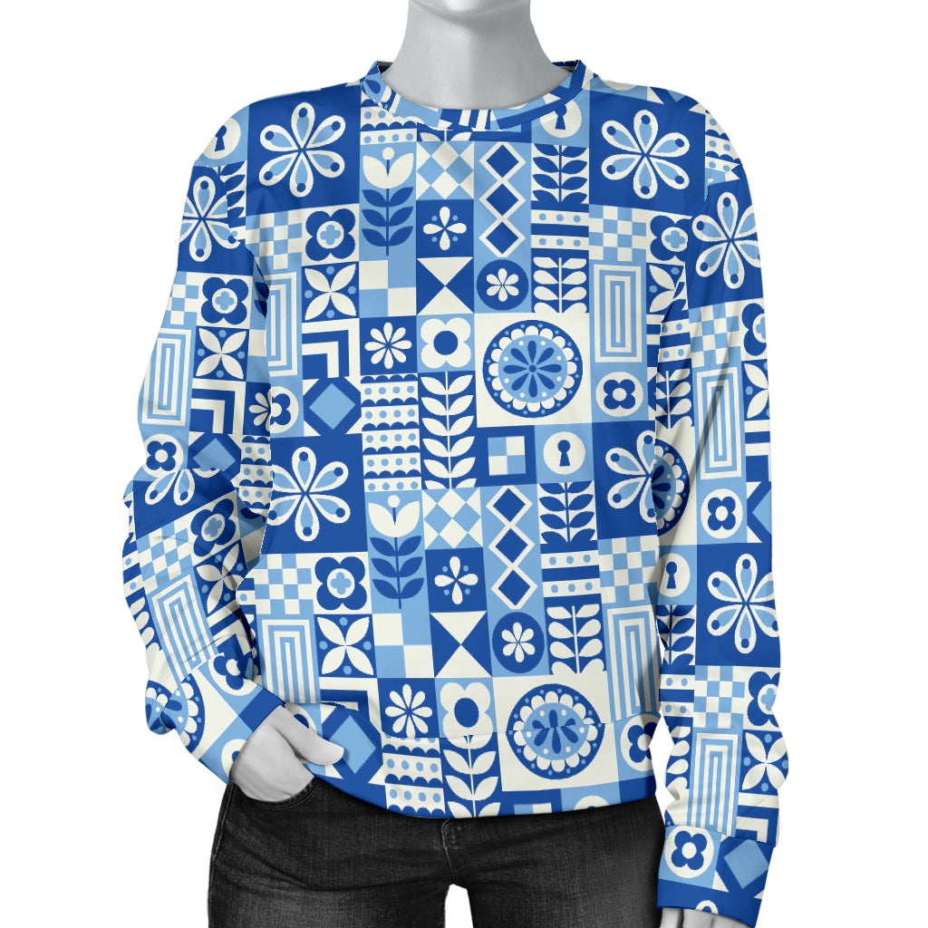 Swedish Print Pattern Women Long Sleeve Sweatshirt
