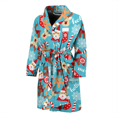 Santa Christmas Themed Print Design LKS306 Men Bathrobe