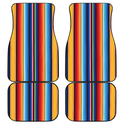 Mexican Blanket Stripe Print Pattern Car Floor Mats Front Back