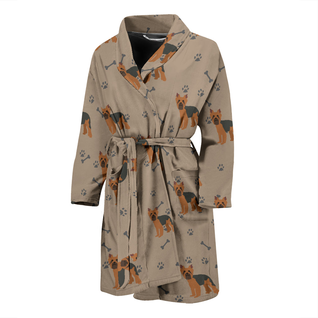 Yorkshire Terriers Print Design LKS305 Men Bathrobe