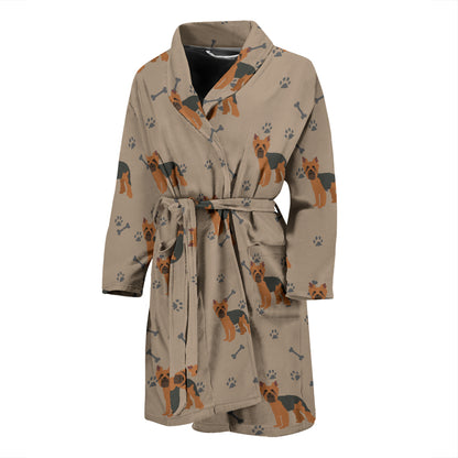 Yorkshire Terriers Print Design LKS305 Men Bathrobe
