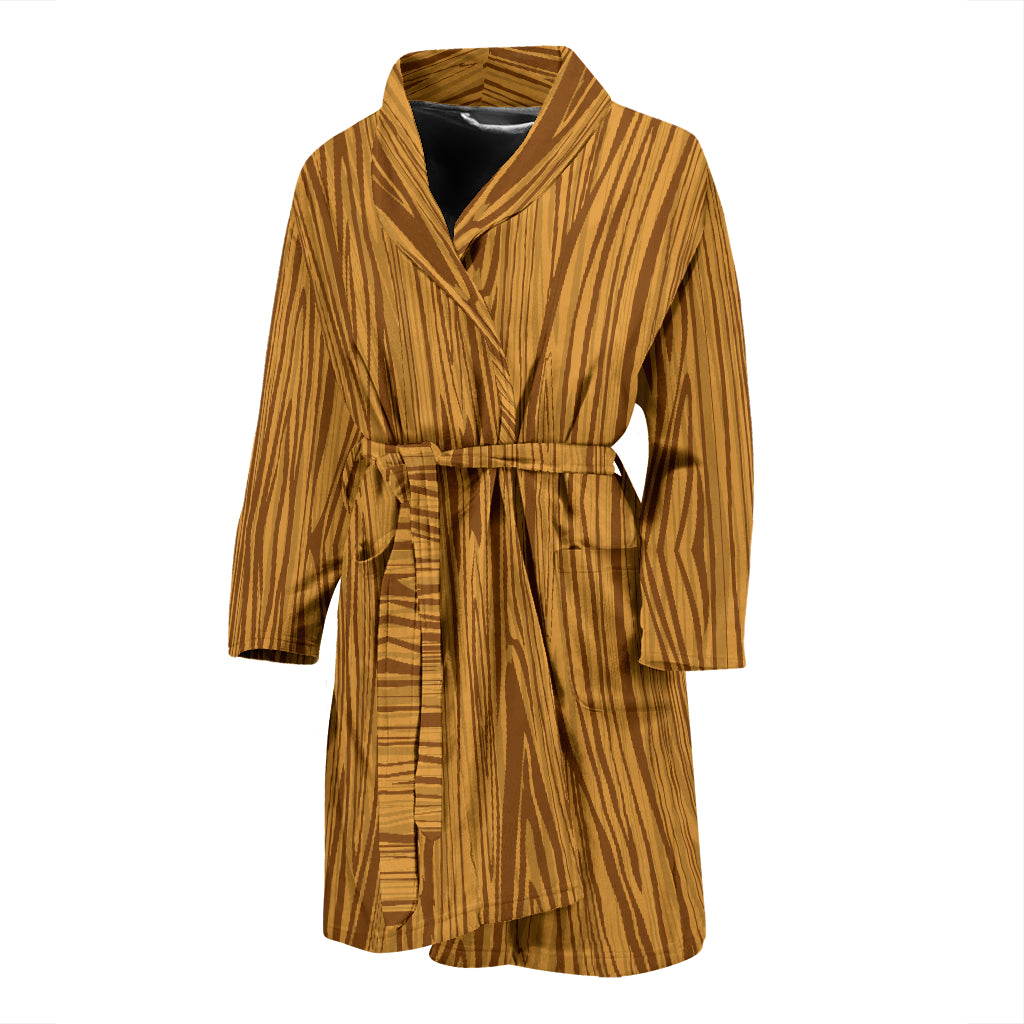 Wood Texture Print Design LKS301 Men Bathrobe